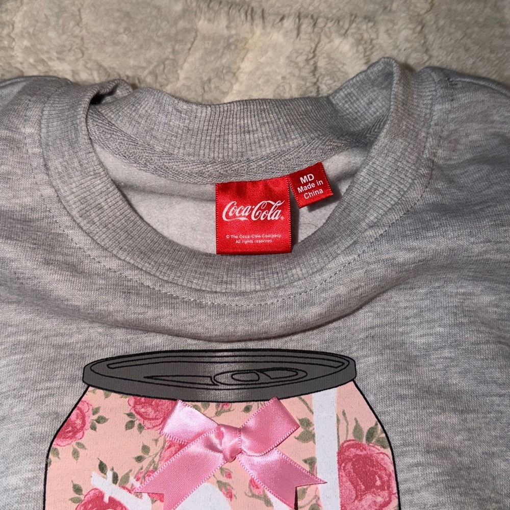 Coca-Cola Gray Sweatshirt with Pink Floral Can - Picture 2 of 10